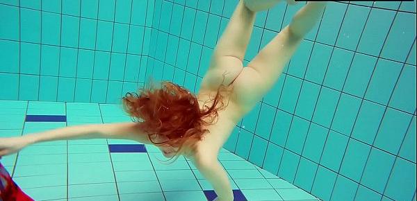  Hairy ginger Polish teen underwater